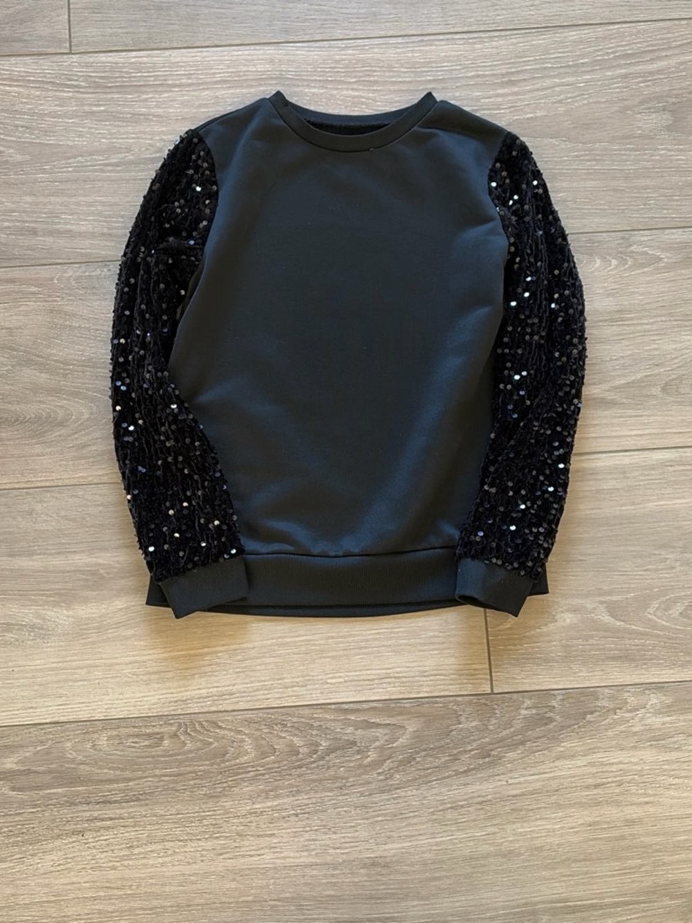 Black Sequin Sleeve Sweatshirt